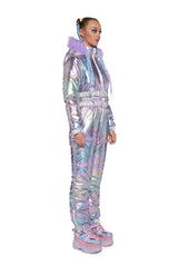 Aurora Beam Holographic Snowsuit - Lavender