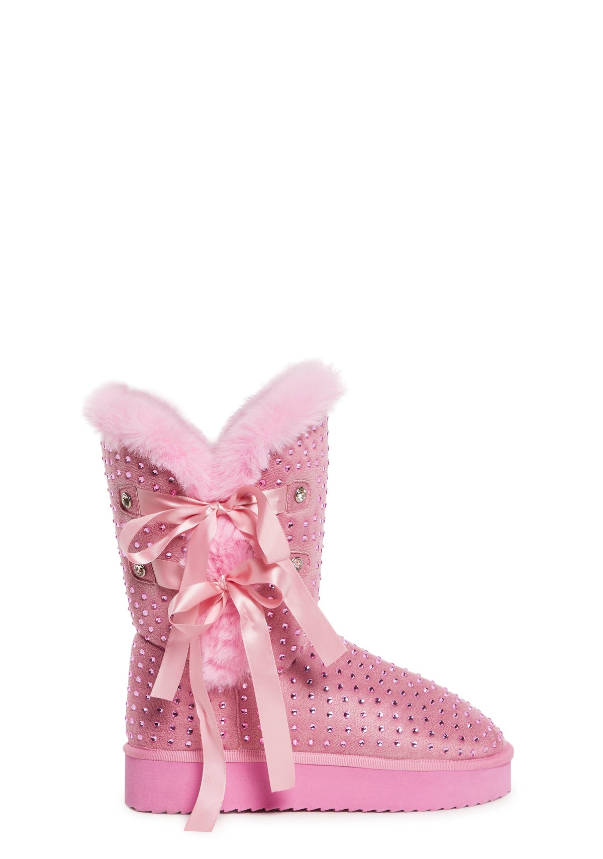 Snowflake Cadet Rhinestone Booties - Pink