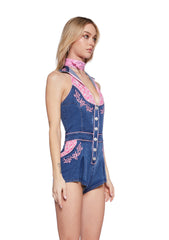 Rodeo Rendezvous Denim Romper - Blue