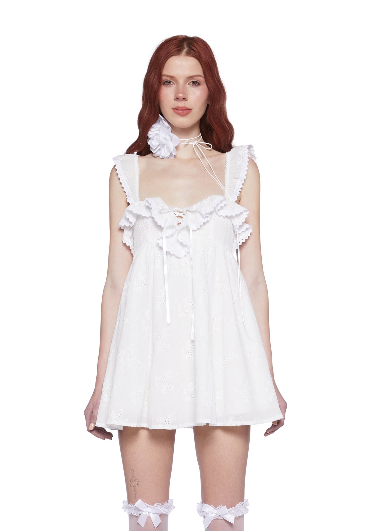 Sunset Stroll Babydoll Dress - White