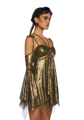 Lightning In A Bottle Mini Dress - Gold