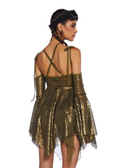 Lightning In A Bottle Mini Dress - Gold