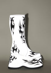 Mark Of The Beast Reflective Platform Boots - Gray