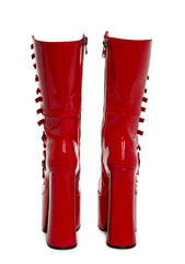 Hardcore Dazzle Platform Boots - Red