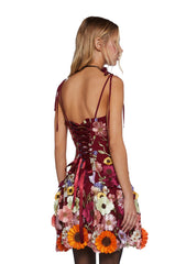 Floral Dreams Mini Dress - Burgundy