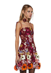 Floral Dreams Mini Dress - Burgundy