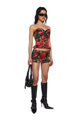 La Bella Vita Corset Top - Black/Red