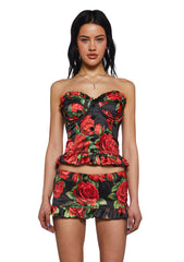 La Bella Vita Corset Top - Black/Red