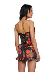 La Bella Vita Corset Top - Black/Red