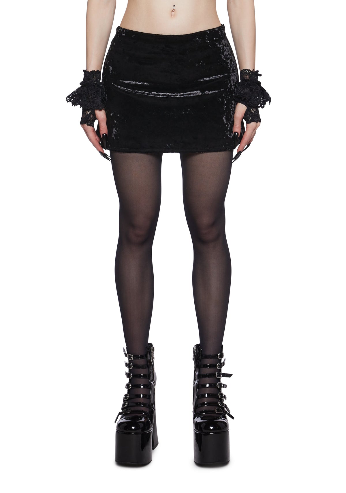 Obscure Darkness Velvet Mini Skirt