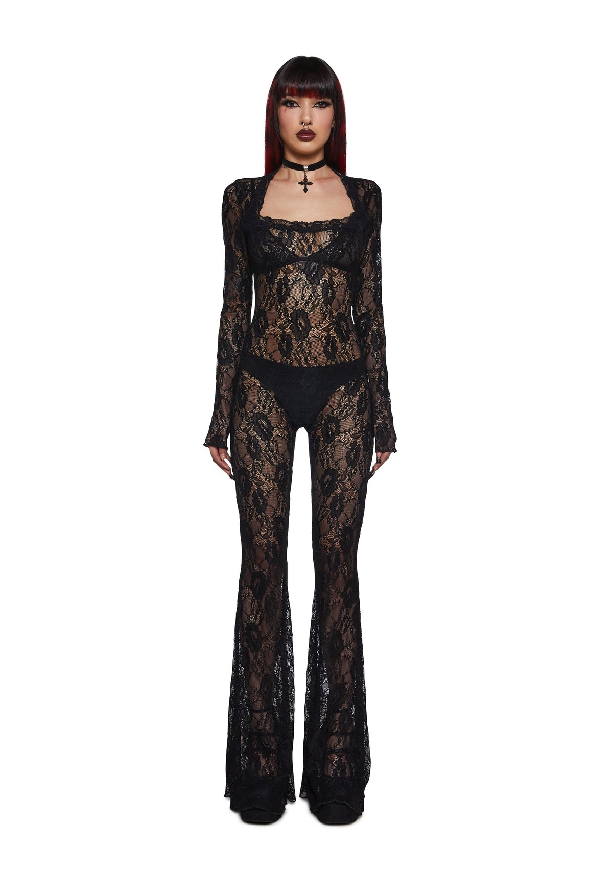 Enraptured Nightfall Lace Jumpsuit