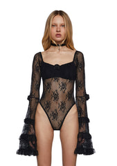True Love Nonsense Lace Bodysuit - Black