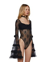 True Love Nonsense Lace Bodysuit - Black