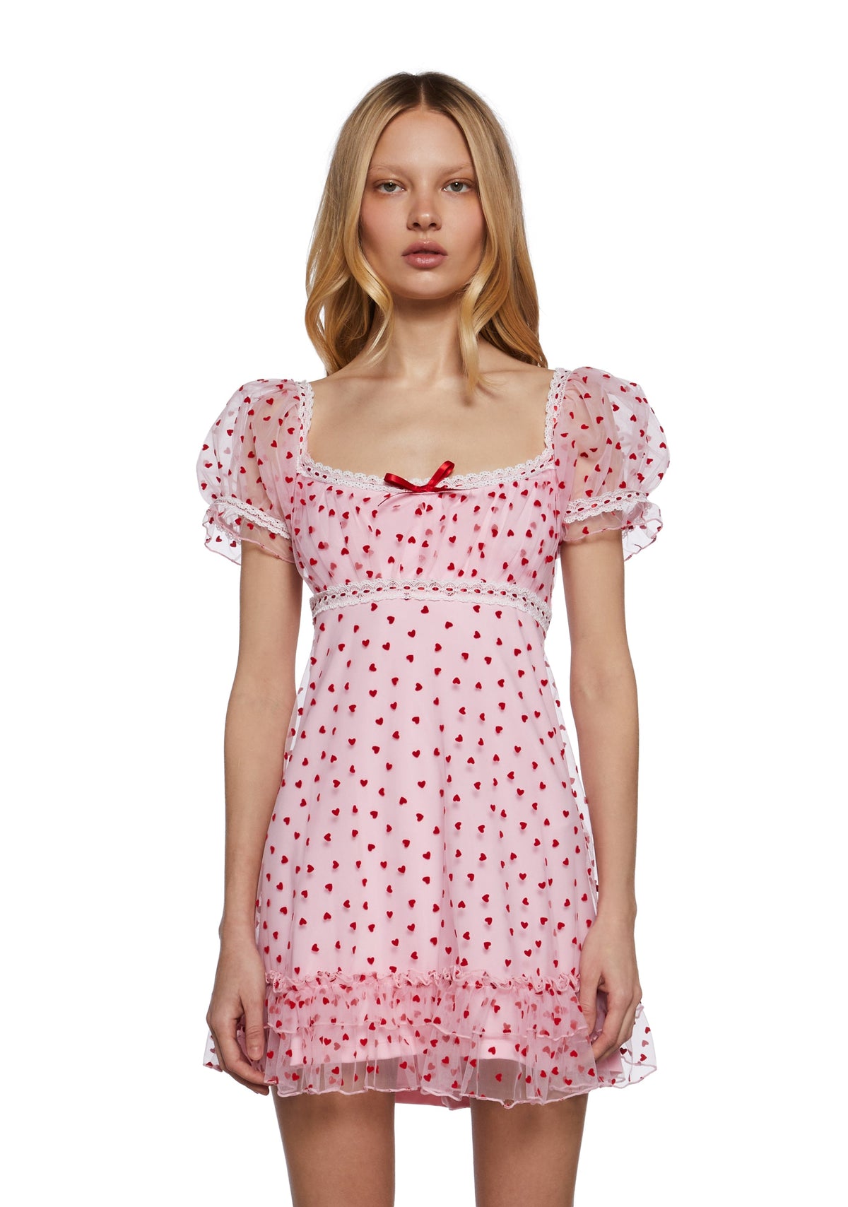 Romantic Words Babydoll Dress - Pink