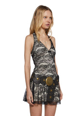 Country Sunflower Halter Lace Dress