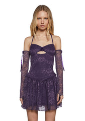 Chic Glamour Lace Dress And Gloves Set