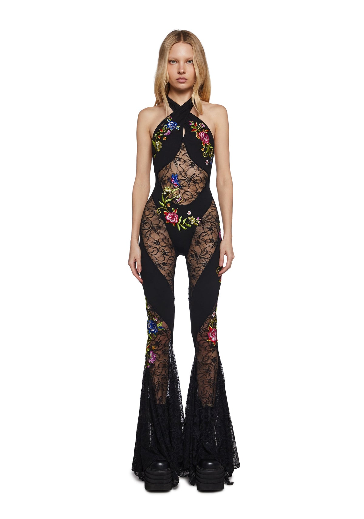 Walking Goddess Embroidered Jumpsuit