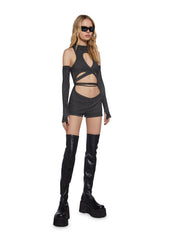 Chord Romper With Gloves