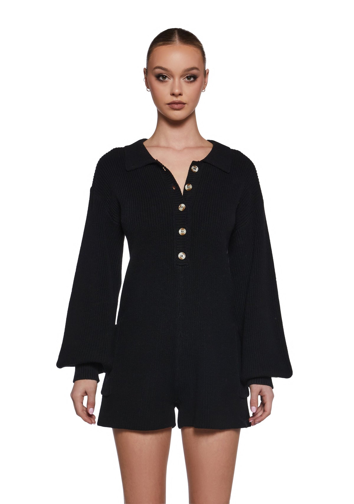 Cozy Weekends Knit Romper - Black