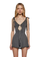 Whispering Wind Sleeveless Romper - Gray