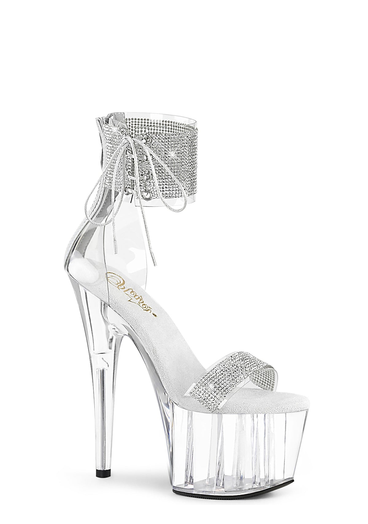 Adore-727RS Platform Ankle Cuff Sandals-Clear