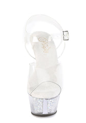 Kiss-208RSI Platform Ankle Strap Sandals-Clear Rhinestones