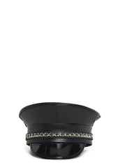 Pyramid Studded Captain Hat - Black