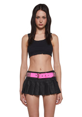 Wide Pyramid Studded Belt - Pink