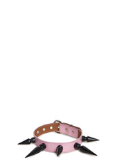 Extra Long Spiked Choker - Pink