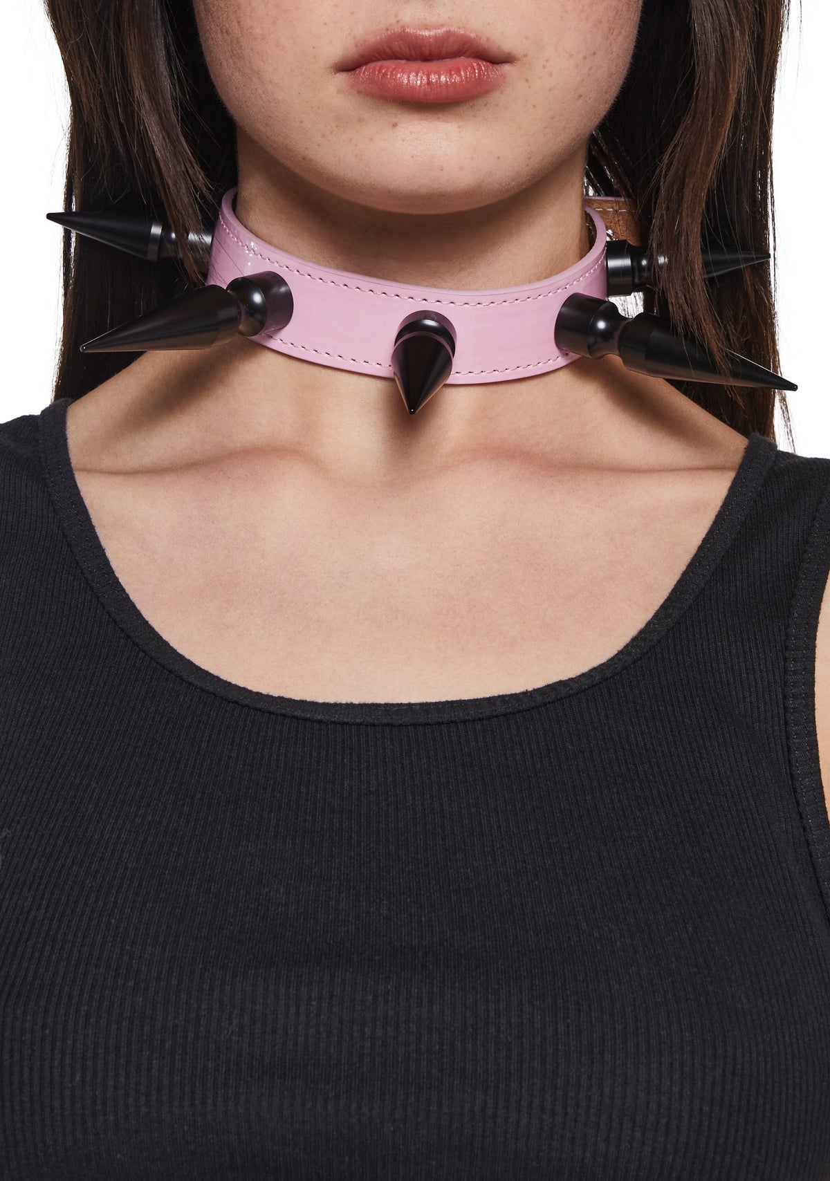 Extra Long Spiked Choker - Pink