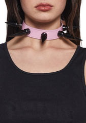 Extra Long Spiked Choker - Pink