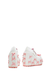 A Courtship of Bows Platform Mary Janes - Cream