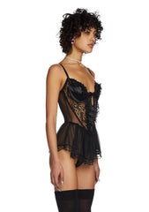 Spoiled But Not Rotten Lace Teddy - Black