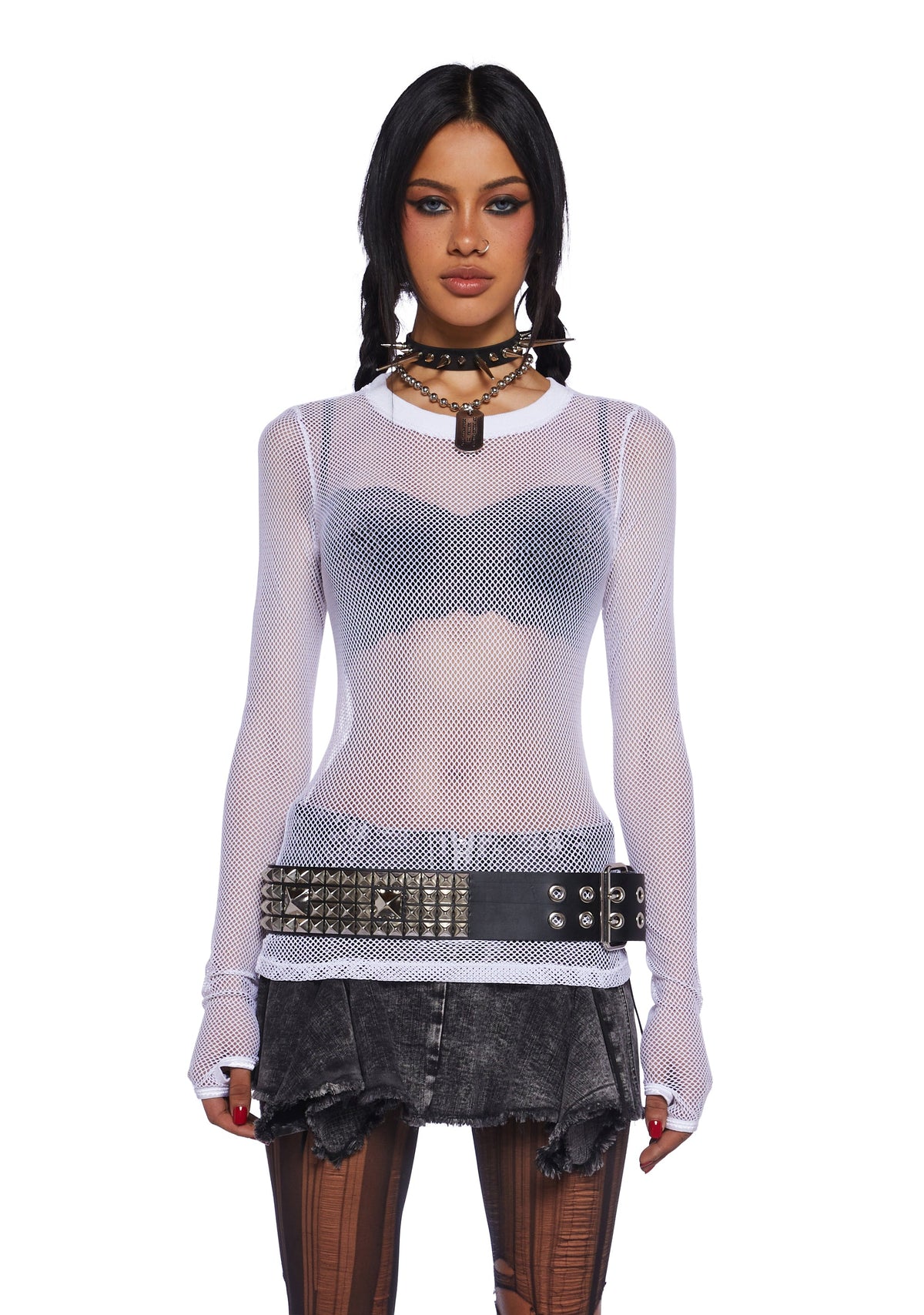 See Thru Me Fishnet Top - White