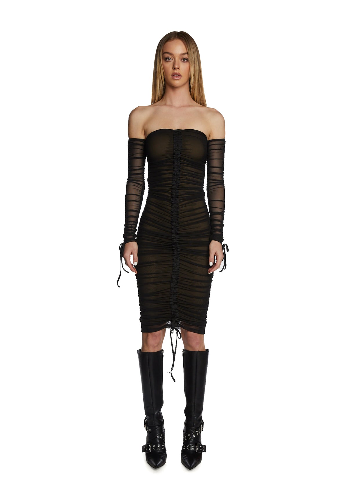 Swipe Left Mesh Midi Dress