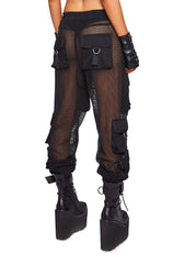 Complex Nights Fishnet Cargo Pants - Black